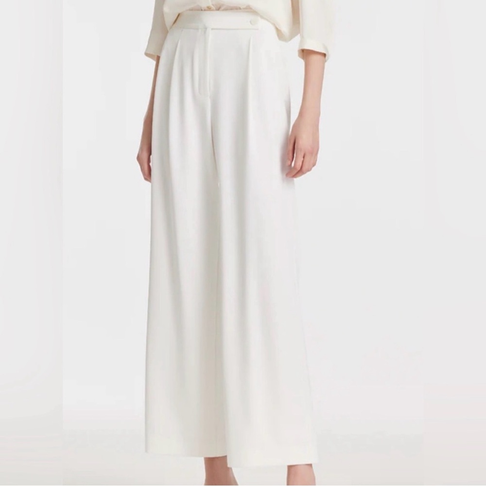 Goelia White Women's Wide-Leg Trouser Pants Size 28